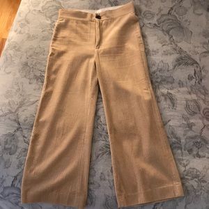 Zara camel corduroy cropped flare pants